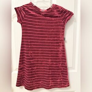 Esprit Girls Small Formal Dress in Red Velvet Stripes BK